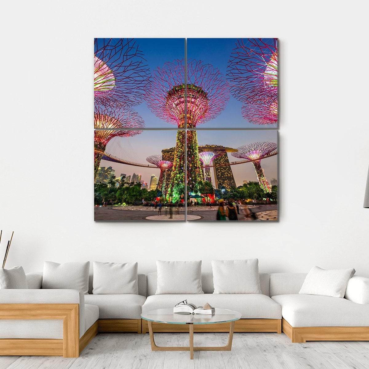 Super Trees At Gardens By The Bay Canvas Wall Art-4 Square-Gallery Wrap-17" x 17"-Tiaracle