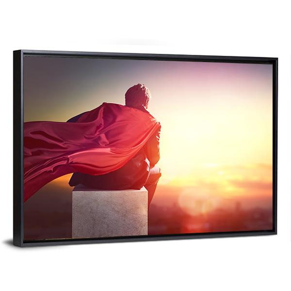 Superhero With Sunset Canvas Wall Art-3 Horizontal-Gallery Wrap-25" x 16"-Tiaracle