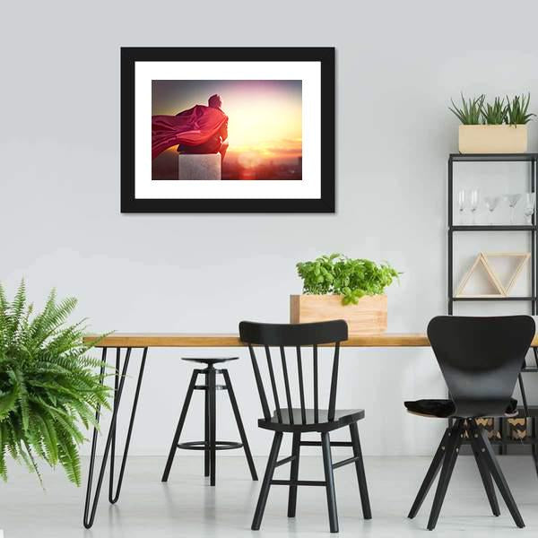 Superhero With Sunset Canvas Wall Art-3 Horizontal-Gallery Wrap-25" x 16"-Tiaracle