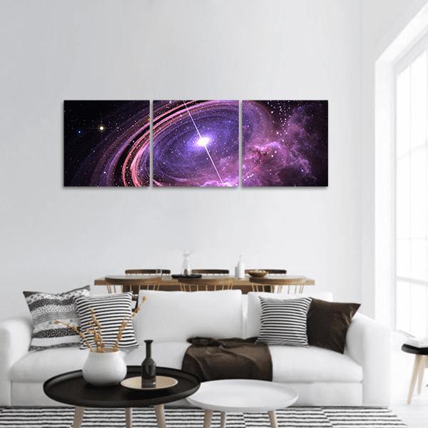 Supermassive Star With X-rays Radiation Panoramic Canvas Wall Art-3 Piece-25" x 08"-Tiaracle