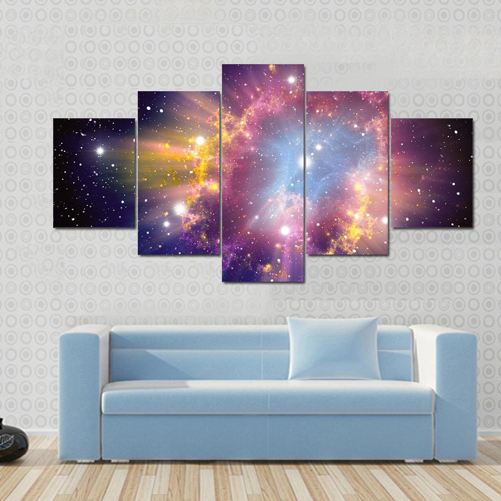 Supernova Explosion Canvas Wall Art-5 Star-Gallery Wrap-62" x 32"-Tiaracle