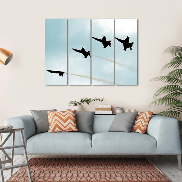 Supersonic Jets Silhouettes Canvas Wall Art-4 Horizontal-Gallery Wrap-34" x 24"-Tiaracle