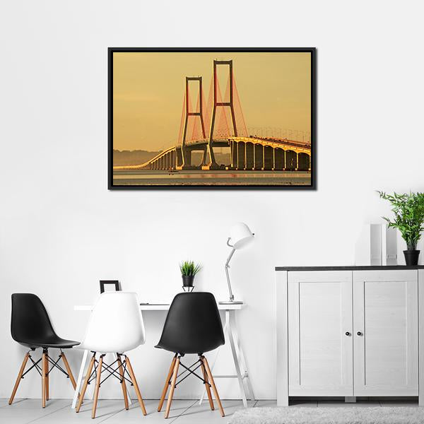 Suramadu Bridge Canvas Wall Art-3 Horizontal-Gallery Wrap-25" x 16"-Tiaracle