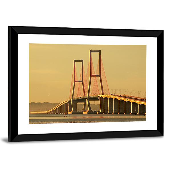 Suramadu Bridge Canvas Wall Art-3 Horizontal-Gallery Wrap-25" x 16"-Tiaracle