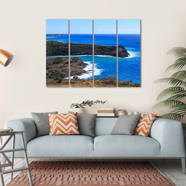 Surf Hitting Bay On Antigua Canvas Wall Art-4 Horizontal-Gallery Wrap-34" x 24"-Tiaracle