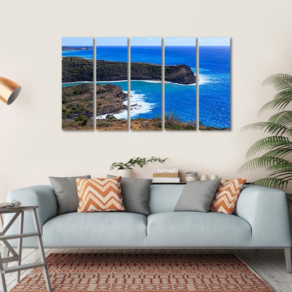Surf Hitting Bay On Antigua Canvas Wall Art-5 Horizontal-Gallery Wrap-22" x 12"-Tiaracle