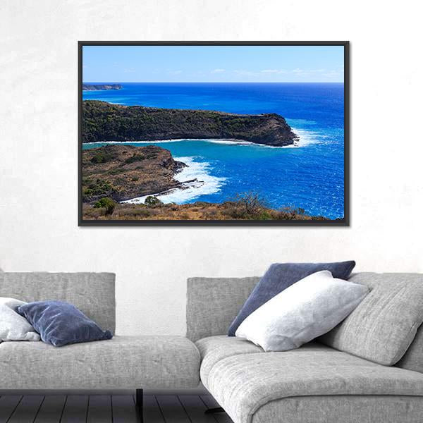 Surf Hitting Bay On Antigua Panoramic Canvas Wall Art-1 Piece-36" x 12"-Tiaracle