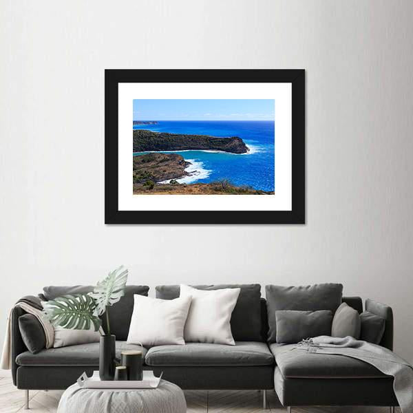Surf Hitting Bay On Antigua Panoramic Canvas Wall Art-1 Piece-36" x 12"-Tiaracle