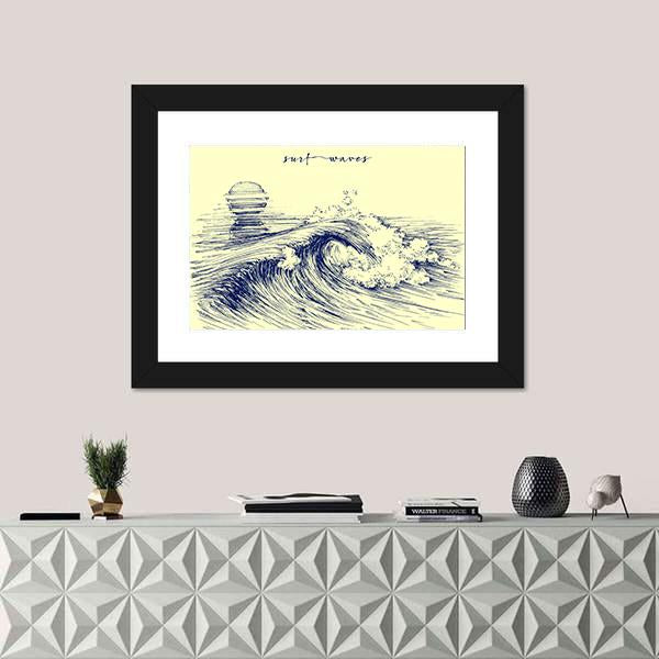Surf Waves Sea Waves Canvas Wall Art-1 Piece-Framed Print-20&quot; x 16&quot;-Tiaracle