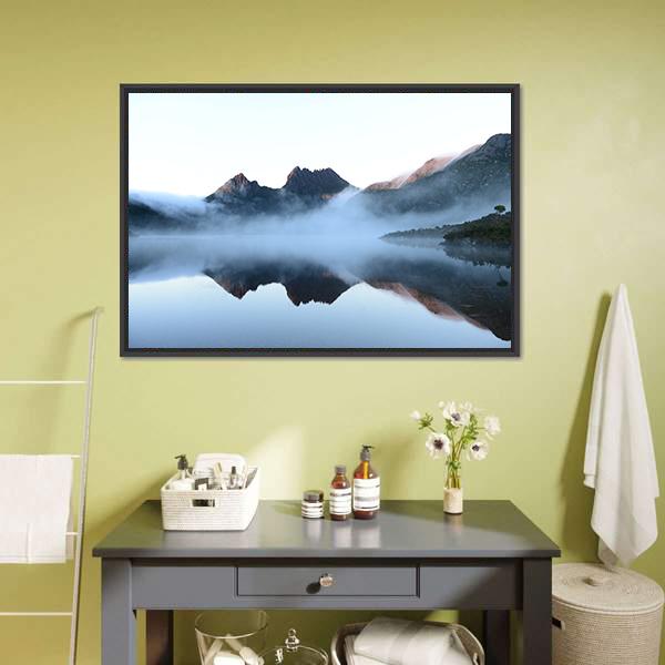 Surface Of Dove Lake Canvas Wall Art-1 Piece-Floating Frame-24" x 16"-Tiaracle