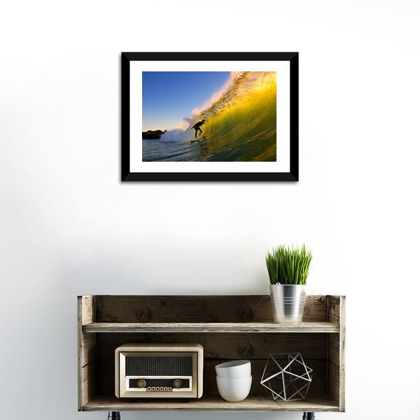 Surfer at Sunset Canvas Wall Art-1 Piece-Framed Print-20&quot; x 16&quot;-Tiaracle