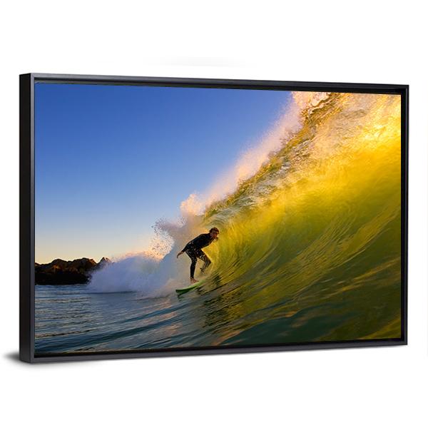 Surfer at Sunset Canvas Wall Art-3 Horizontal-Gallery Wrap-25&quot; x 16&quot;-Tiaracle