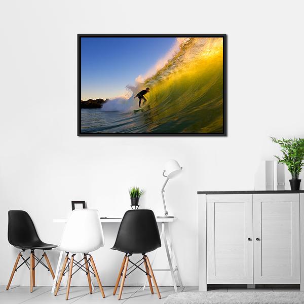 Surfer at Sunset Canvas Wall Art-3 Horizontal-Gallery Wrap-25" x 16"-Tiaracle