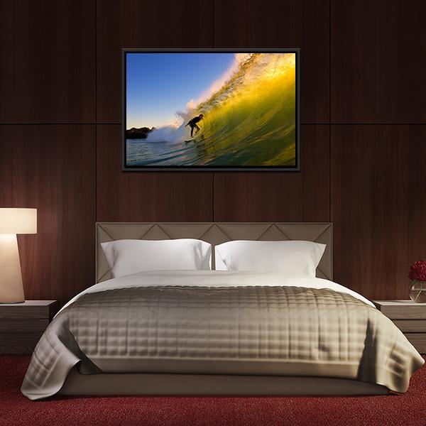 Surfer at Sunset Canvas Wall Art-3 Horizontal-Gallery Wrap-25" x 16"-Tiaracle