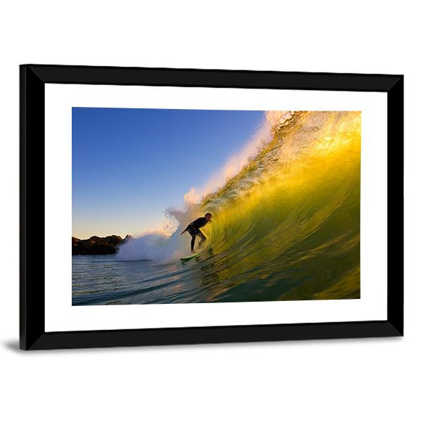 Surfer at Sunset Canvas Wall Art-3 Horizontal-Gallery Wrap-25&quot; x 16&quot;-Tiaracle