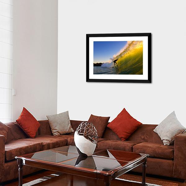 Surfer at Sunset Canvas Wall Art-3 Horizontal-Gallery Wrap-25&quot; x 16&quot;-Tiaracle