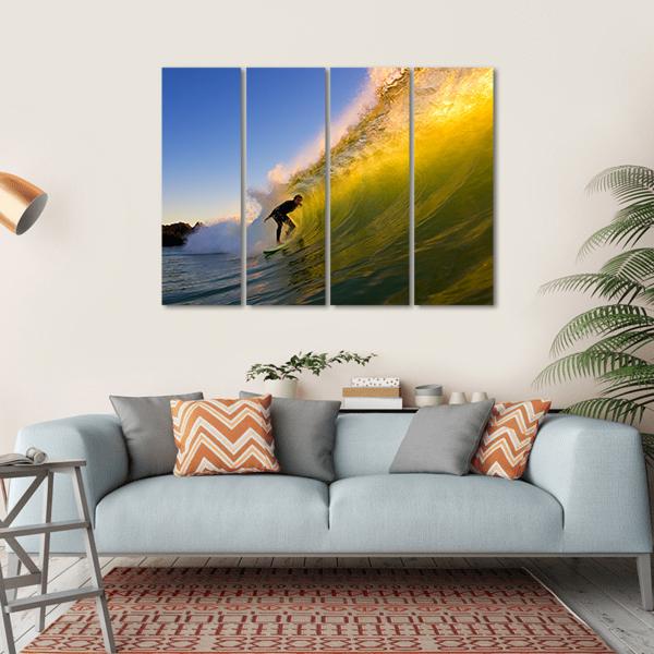 Surfer at Sunset Canvas Wall Art-4 Horizontal-Gallery Wrap-34" x 24"-Tiaracle