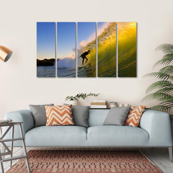 Surfer at Sunset Canvas Wall Art-5 Horizontal-Gallery Wrap-22" x 12"-Tiaracle