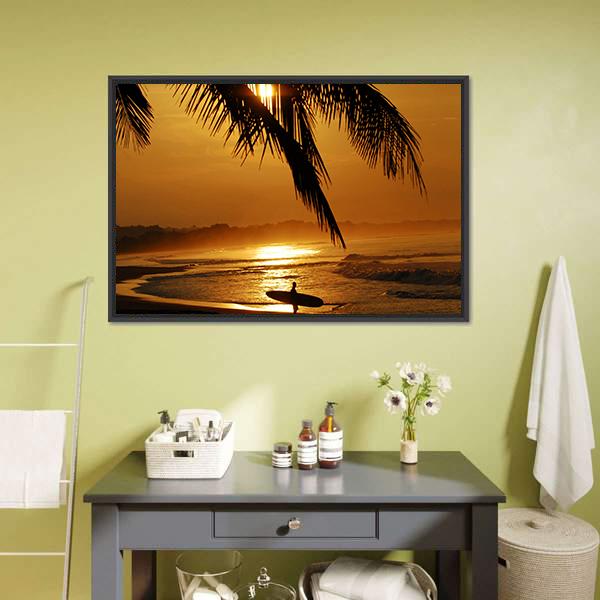 Surfer In Costa Rica Canvas Wall Art-5 Horizontal-Gallery Wrap-22" x 12"-Tiaracle