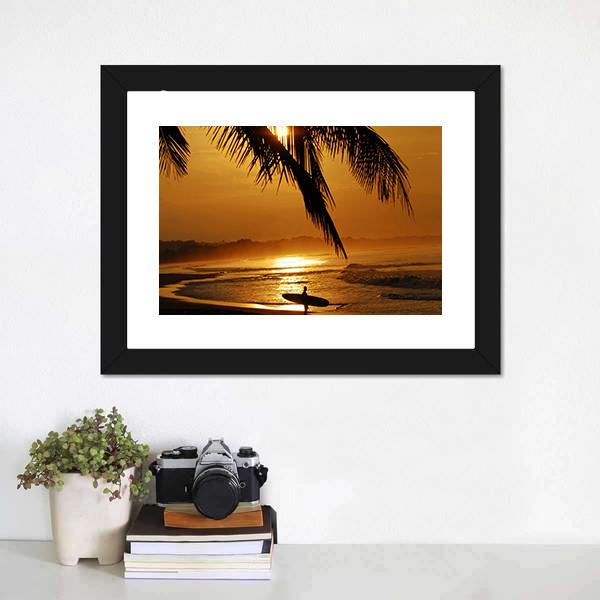Surfer In Costa Rica Canvas Wall Art-5 Horizontal-Gallery Wrap-22" x 12"-Tiaracle