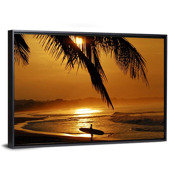 Surfer In Costa Rica Canvas Wall Art-5 Horizontal-Gallery Wrap-22" x 12"-Tiaracle