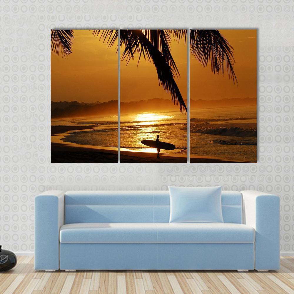 Surfer In Costa Rica Canvas Wall Art-3 Horizontal-Gallery Wrap-37" x 24"-Tiaracle