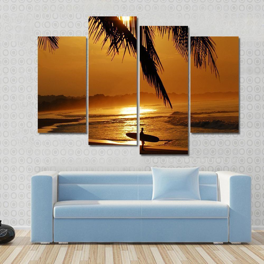 Surfer In Costa Rica Canvas Wall Art-4 Pop-Gallery Wrap-50&quot; x 32&quot;-Tiaracle