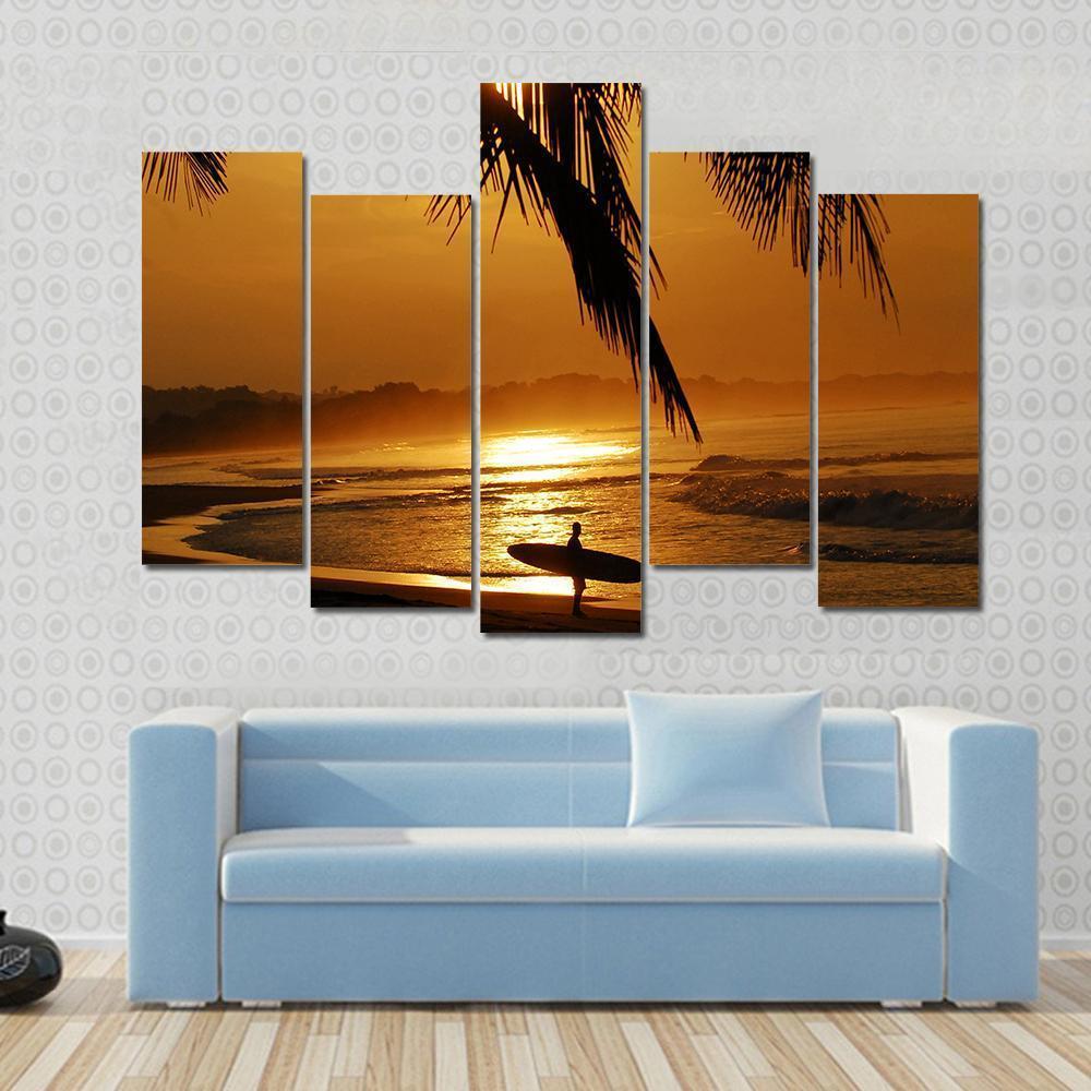 Surfer In Costa Rica Canvas Wall Art-5 Pop-Gallery Wrap-47&quot; x 32&quot;-Tiaracle