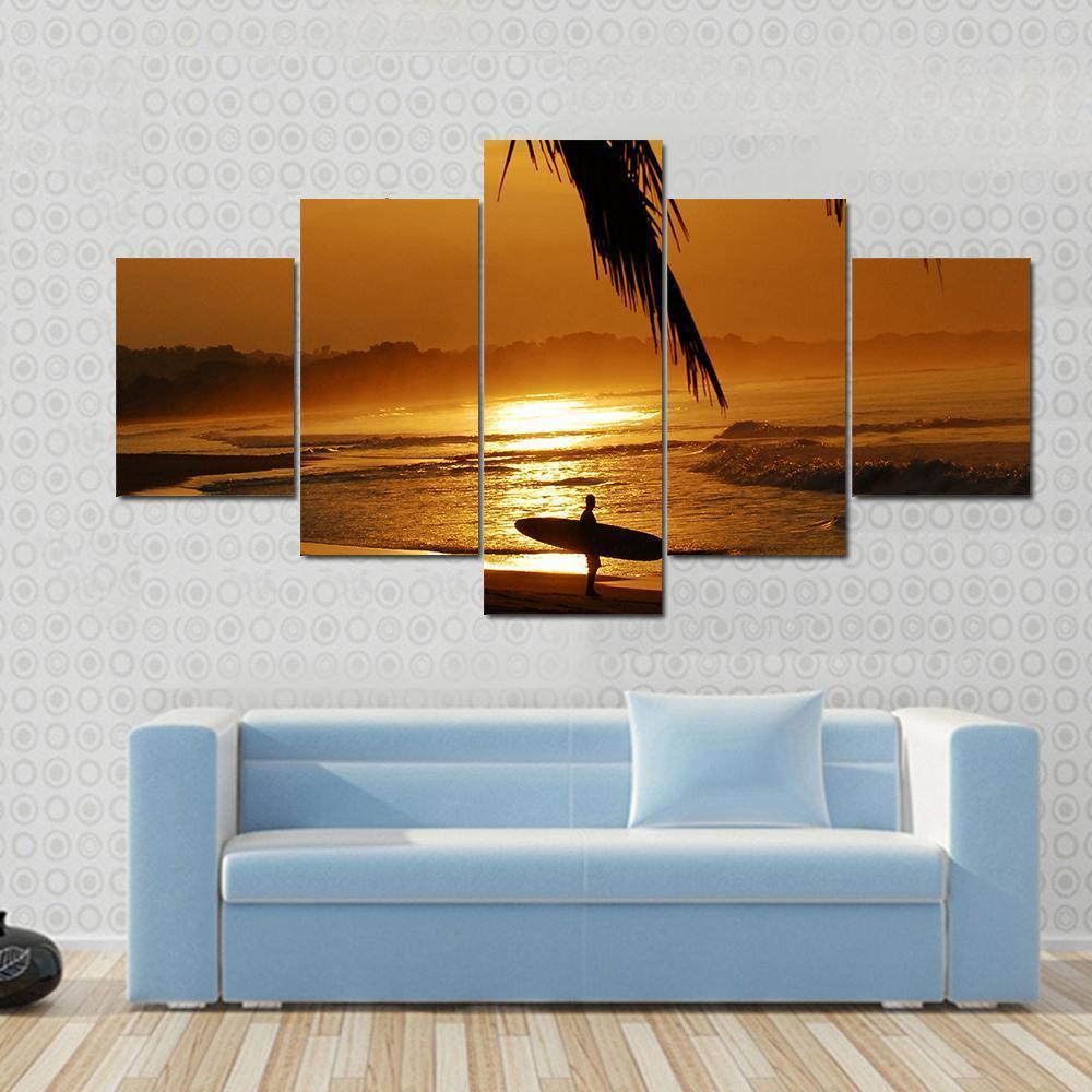Surfer In Costa Rica Canvas Wall Art-3 Horizontal-Gallery Wrap-37" x 24"-Tiaracle