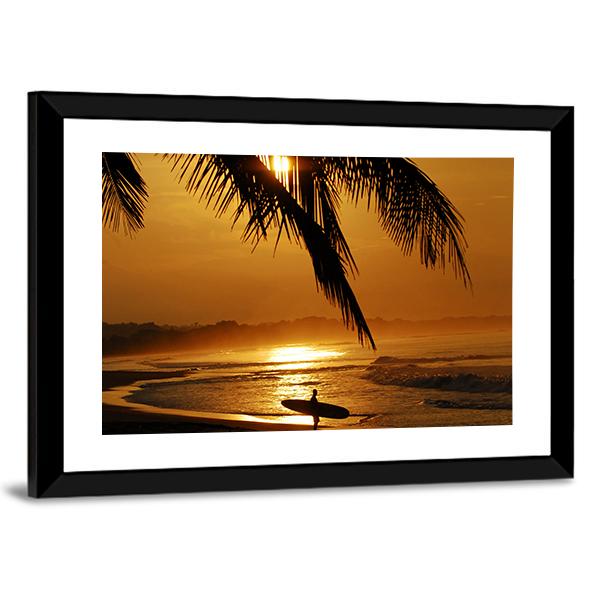 Surfer In Costa Rica Canvas Wall Art-3 Horizontal-Gallery Wrap-25&quot; x 16&quot;-Tiaracle