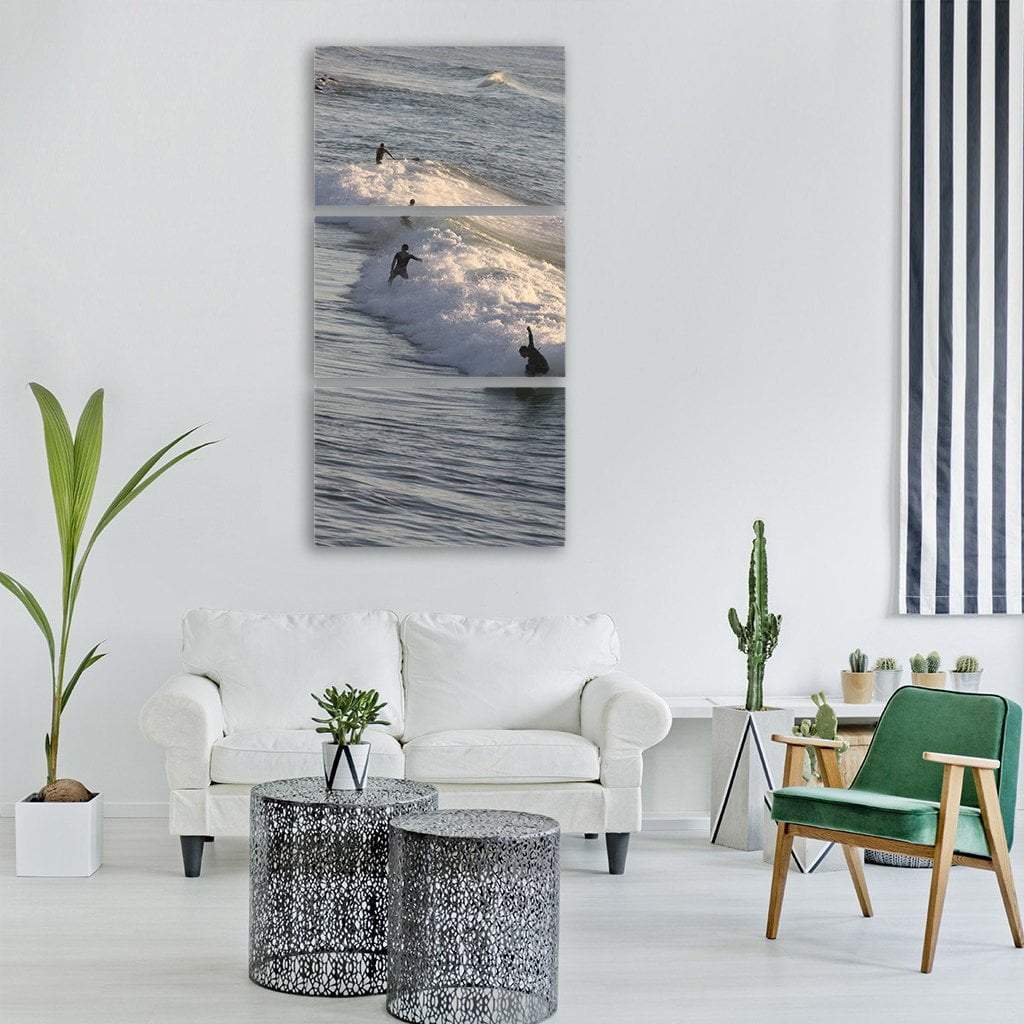 Surfer Playing With Waves Vertical Canvas Wall Art-3 Vertical-Gallery Wrap-12" x 25"-Tiaracle