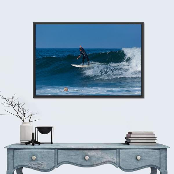 Surfers Enjoy The surfing Canvas Wall Art-1 Piece-Floating Frame-24" x 16"-Tiaracle