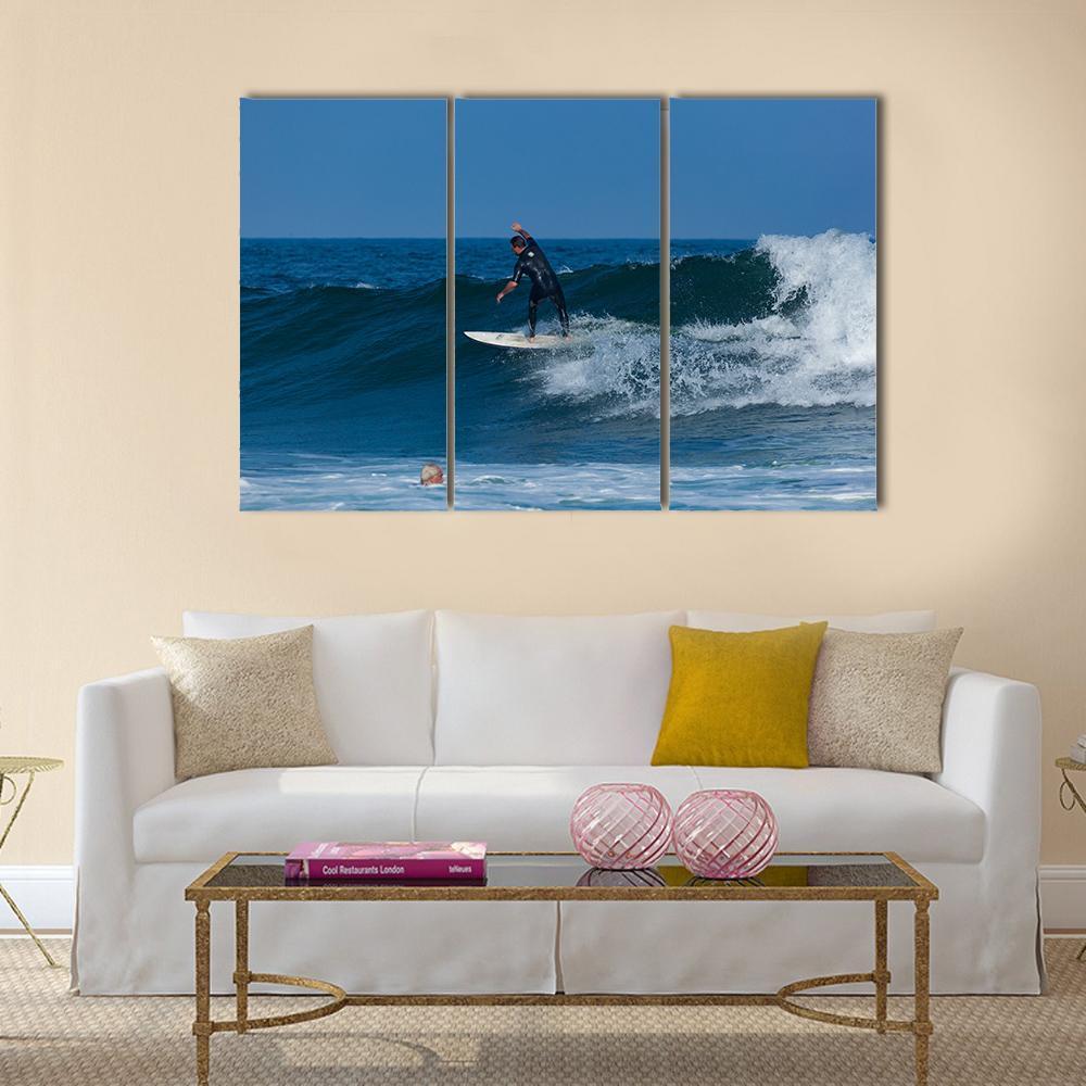 Surfers Enjoy The surfing Canvas Wall Art-3 Horizontal-Gallery Wrap-37&quot; x 24&quot;-Tiaracle