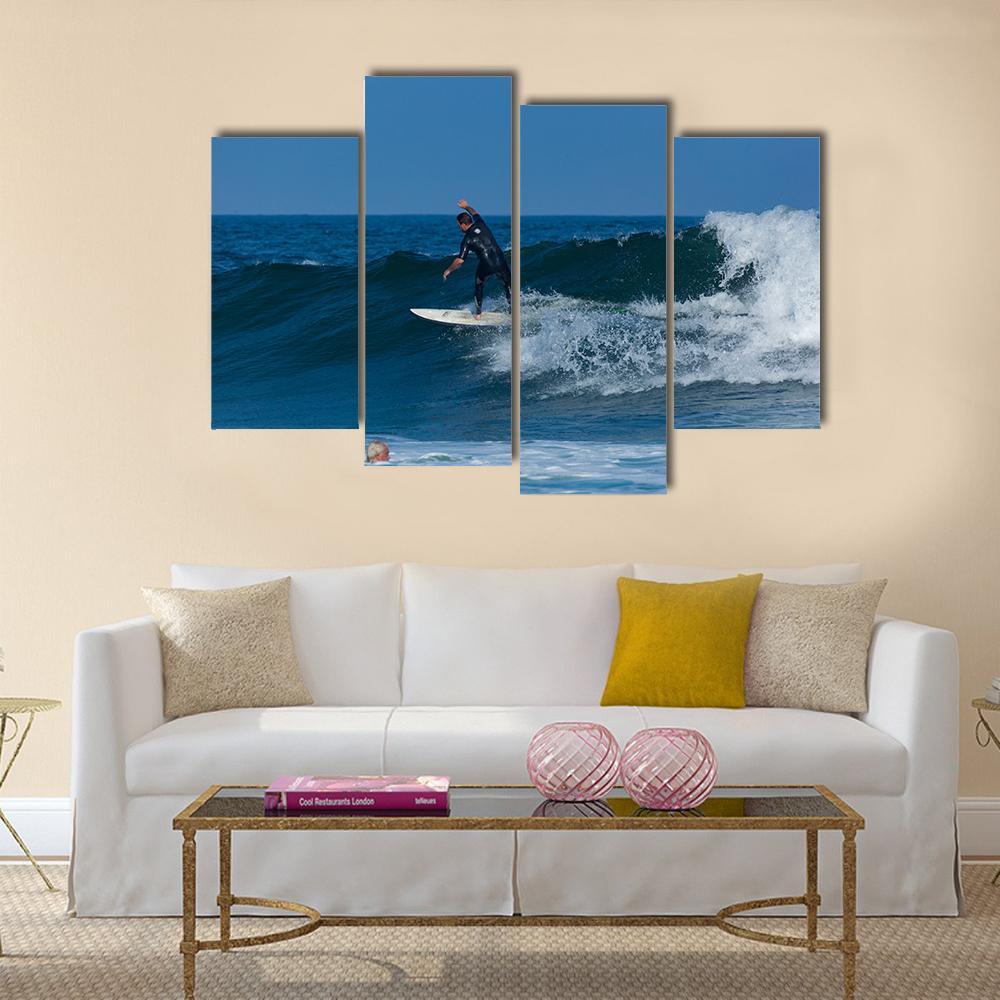 Surfers Enjoy The surfing Canvas Wall Art-4 Pop-Gallery Wrap-50&quot; x 32&quot;-Tiaracle