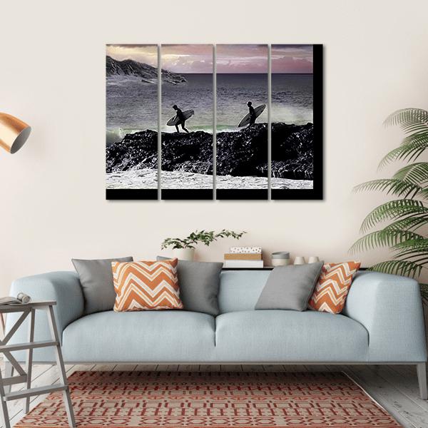 Surfers Going For Surfing Canvas Wall Art-4 Horizontal-Gallery Wrap-34" x 24"-Tiaracle