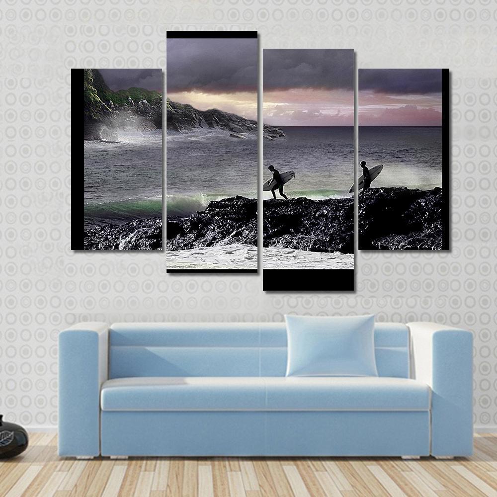 Surfers Going For Surfing Canvas Wall Art-3 Horizontal-Gallery Wrap-37" x 24"-Tiaracle