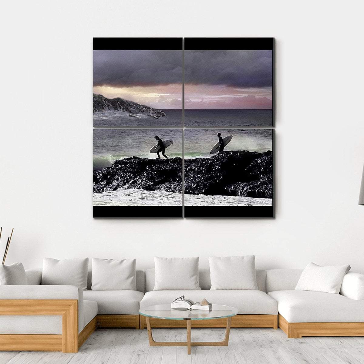 Surfers Going For Surfing Canvas Wall Art-4 Square-Gallery Wrap-17" x 17"-Tiaracle