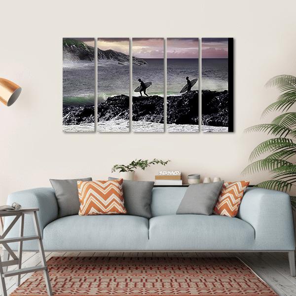 Surfers Going For Surfing Canvas Wall Art-5 Horizontal-Gallery Wrap-22" x 12"-Tiaracle