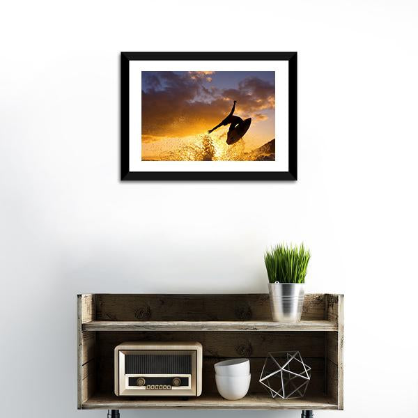 Surfing At Sunset Canvas Wall Art-3 Horizontal-Gallery Wrap-25&quot; x 16&quot;-Tiaracle