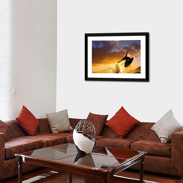Surfing At Sunset Canvas Wall Art-3 Horizontal-Gallery Wrap-25&quot; x 16&quot;-Tiaracle