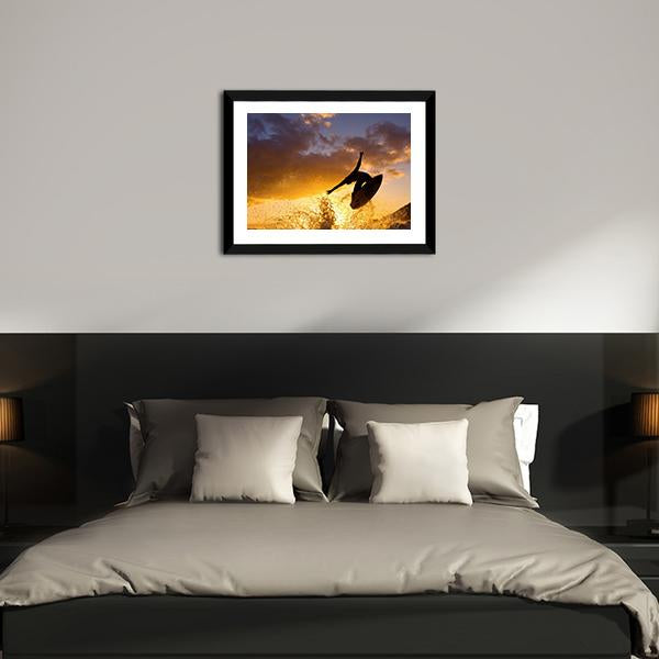 Surfing At Sunset Canvas Wall Art-3 Horizontal-Gallery Wrap-25&quot; x 16&quot;-Tiaracle