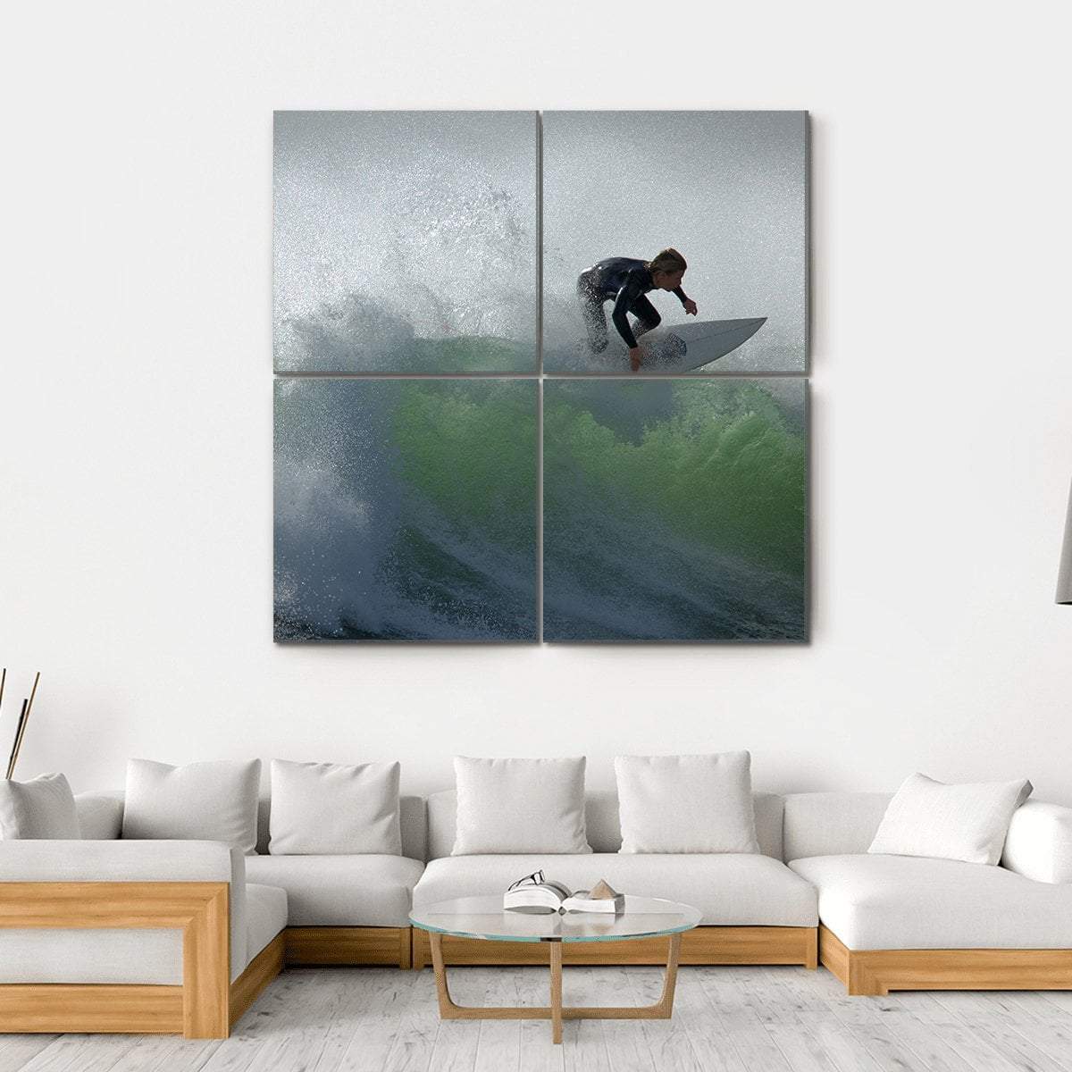 Surfing Floater Canvas Wall Art-4 Square-Gallery Wrap-17" x 17"-Tiaracle