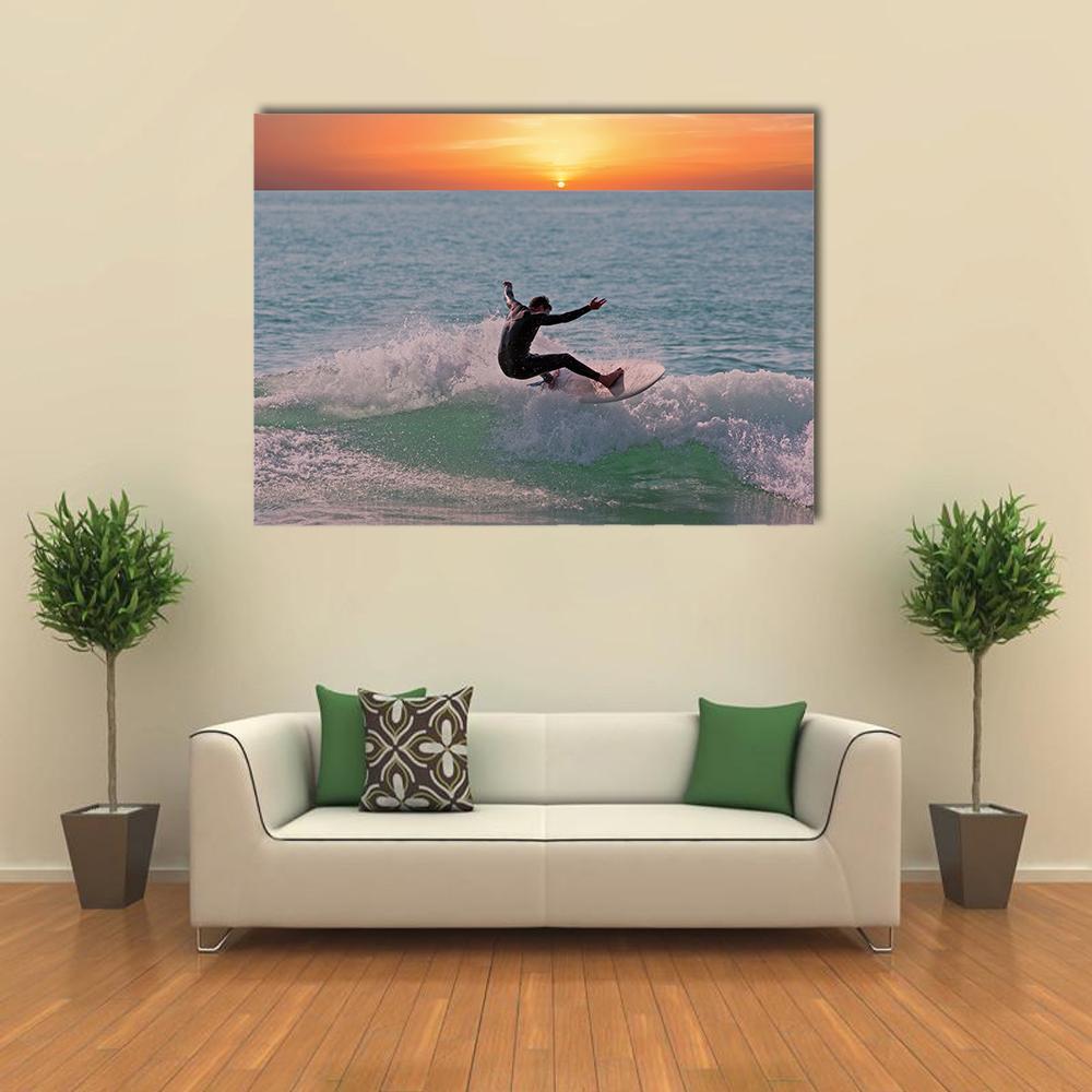Surfing In Aruba Island Canvas Wall Art-1 Piece-Gallery Wrap-36" x 24"-Tiaracle