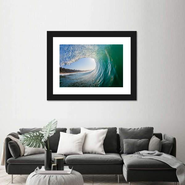 Surfing View Of Hollow Crashing Ocean Wave Canvas Wall Art-3 Horizontal-Gallery Wrap-25&quot; x 16&quot;-Tiaracle