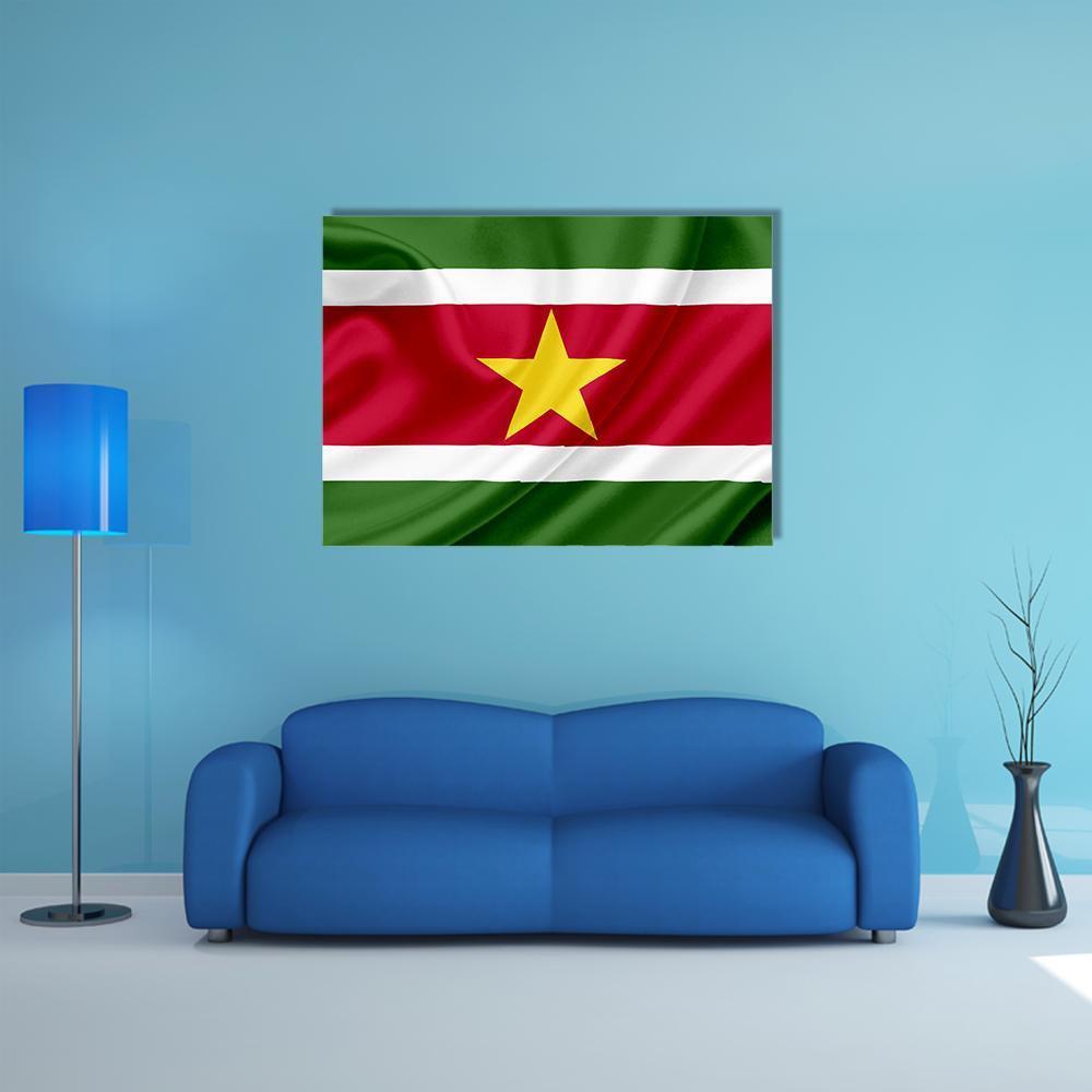 Suriname Waving Flag Canvas Wall Art-1 Piece-Gallery Wrap-48" x 32"-Tiaracle