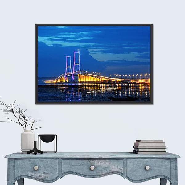Surmadu Bridge Canvas Wall Art-1 Piece-Floating Frame-24" x 16"-Tiaracle