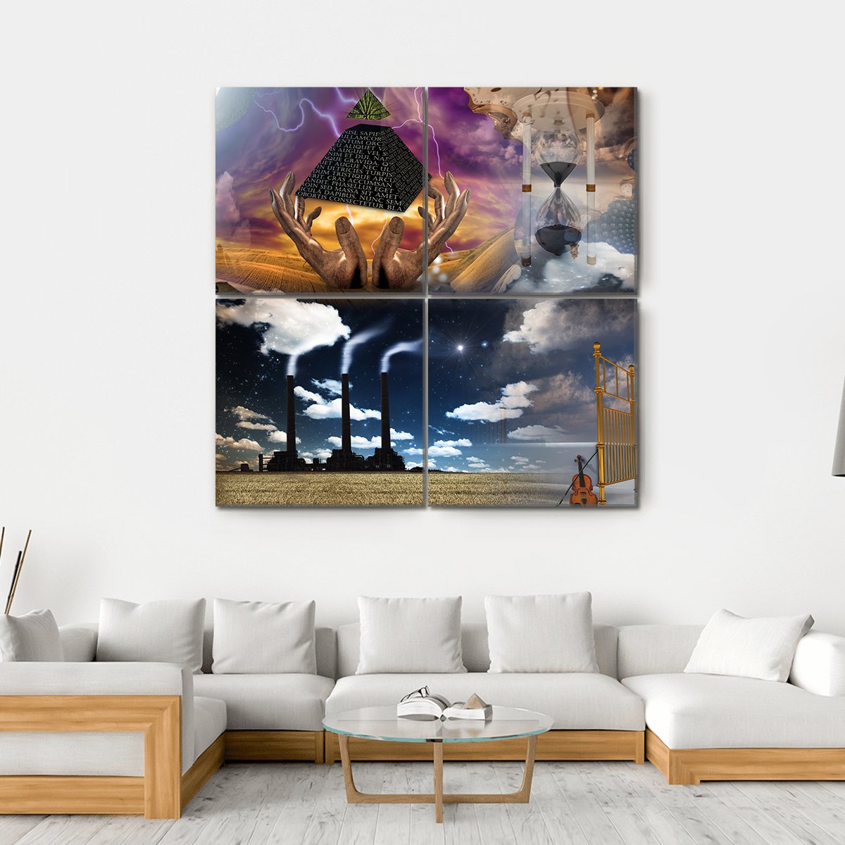 Surreal Composition Canvas Wall Art-4 Square-Gallery Wrap-17" x 17"-Tiaracle