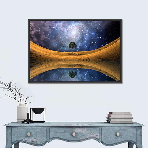 Surreal Lake Scape Canvas Wall Art-1 Piece-Floating Frame-24" x 16"-Tiaracle