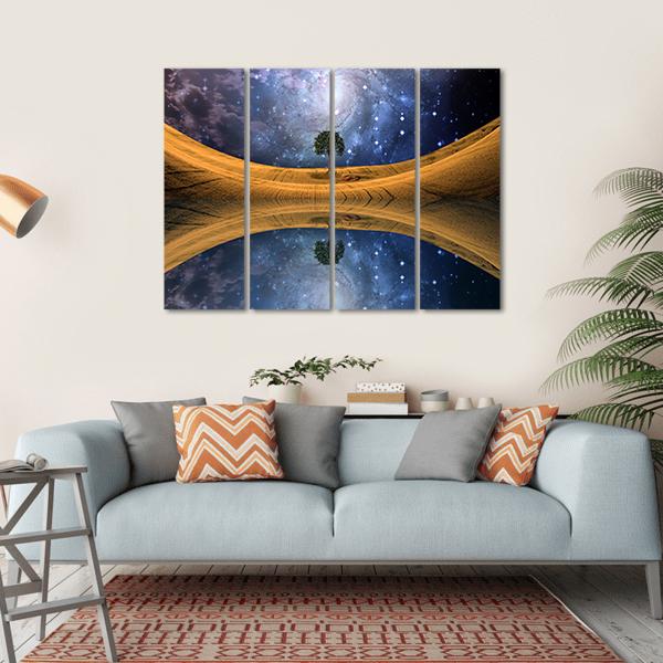Surreal Lake Scape Canvas Wall Art-4 Horizontal-Gallery Wrap-34" x 24"-Tiaracle