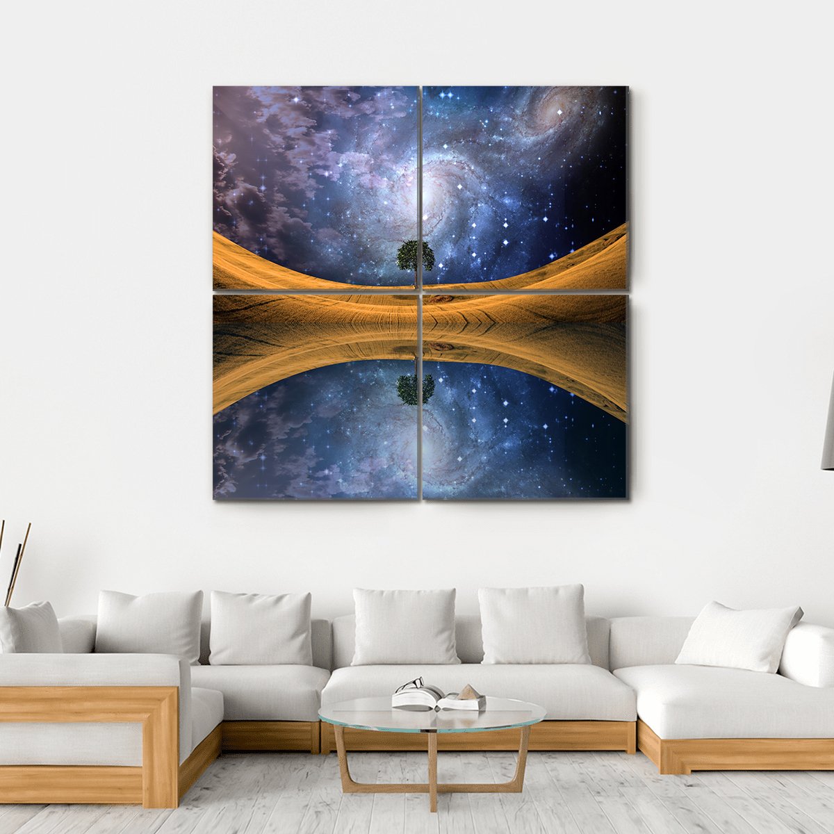 Surreal Lake Scape Canvas Wall Art-4 Square-Gallery Wrap-17" x 17"-Tiaracle